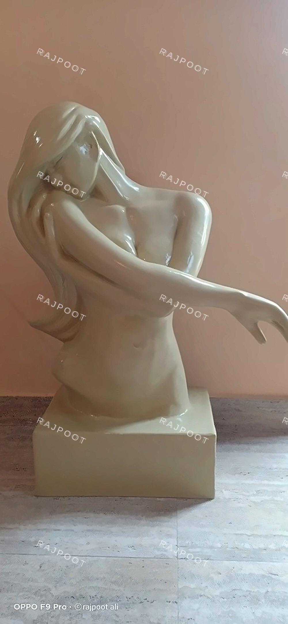 Abstract Flowing Hair Torso Fiberglass Sculpture