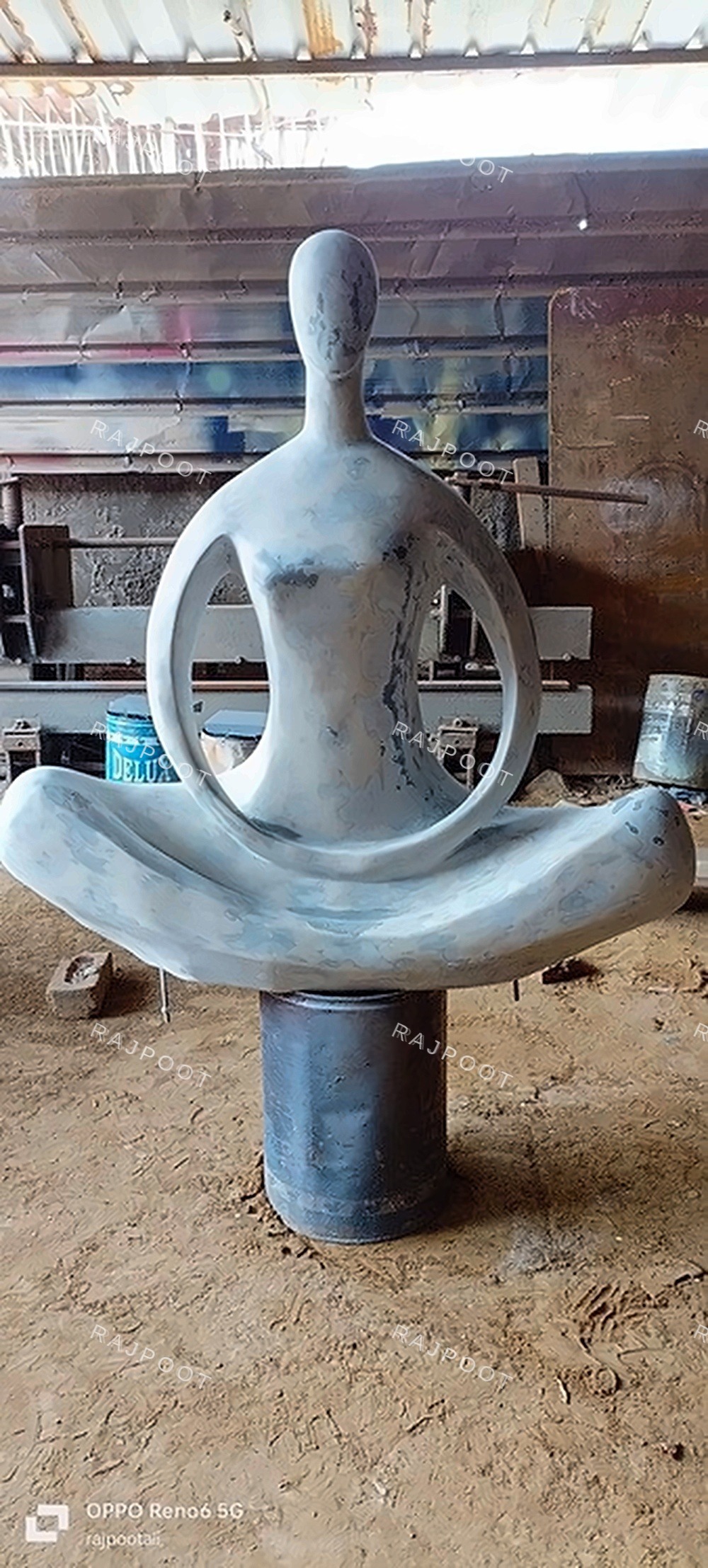 Abstract Meditating Fiberglass Ring Sculpture
