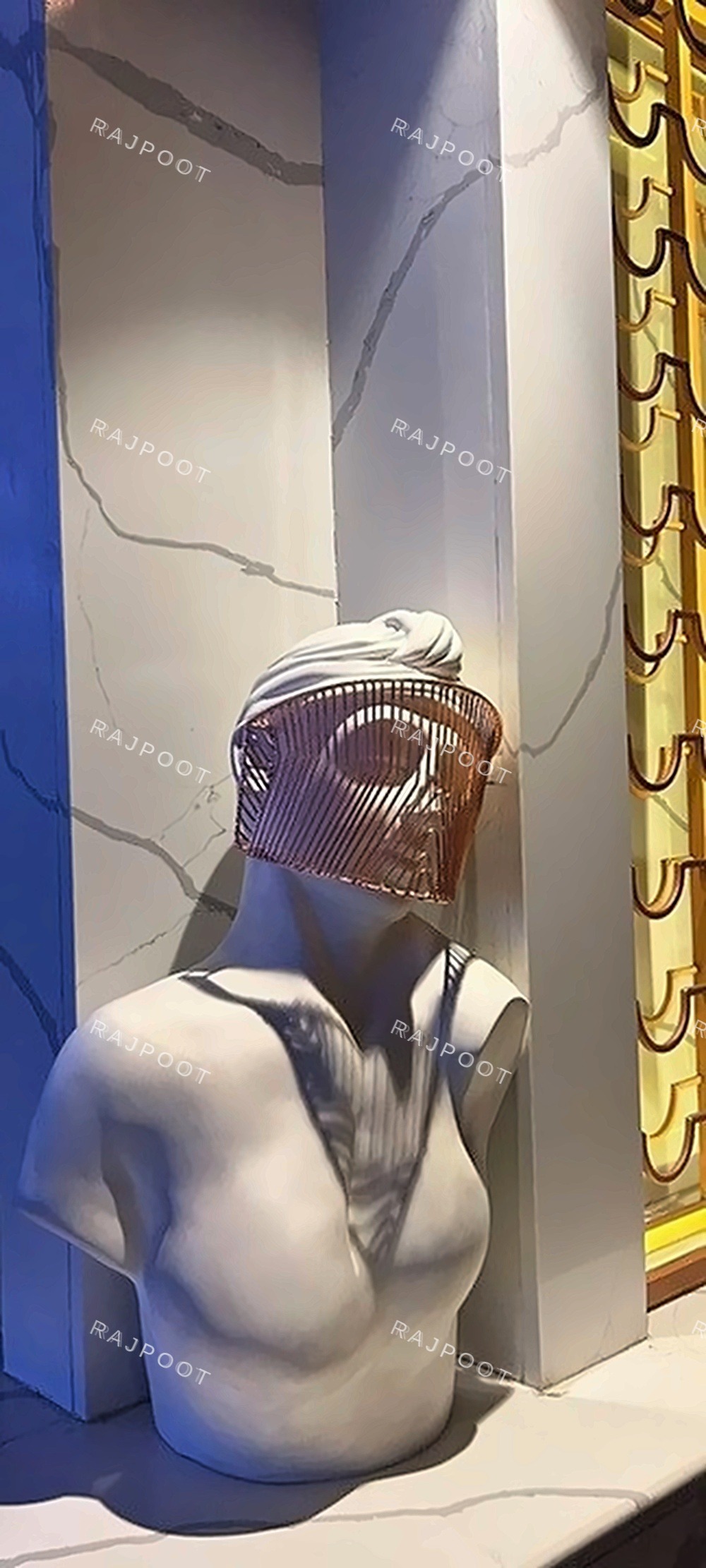 Copper Mesh Masked Fiberglass Bust