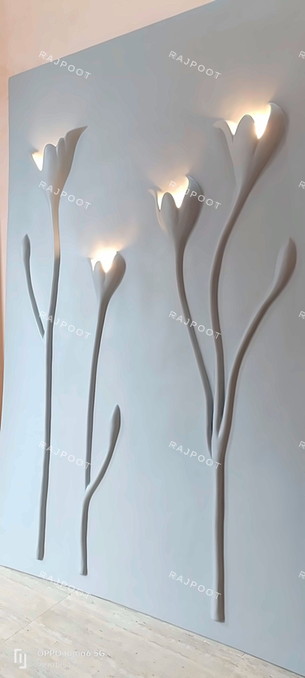Floral Branch and Crane Fiberglass Wall Relief