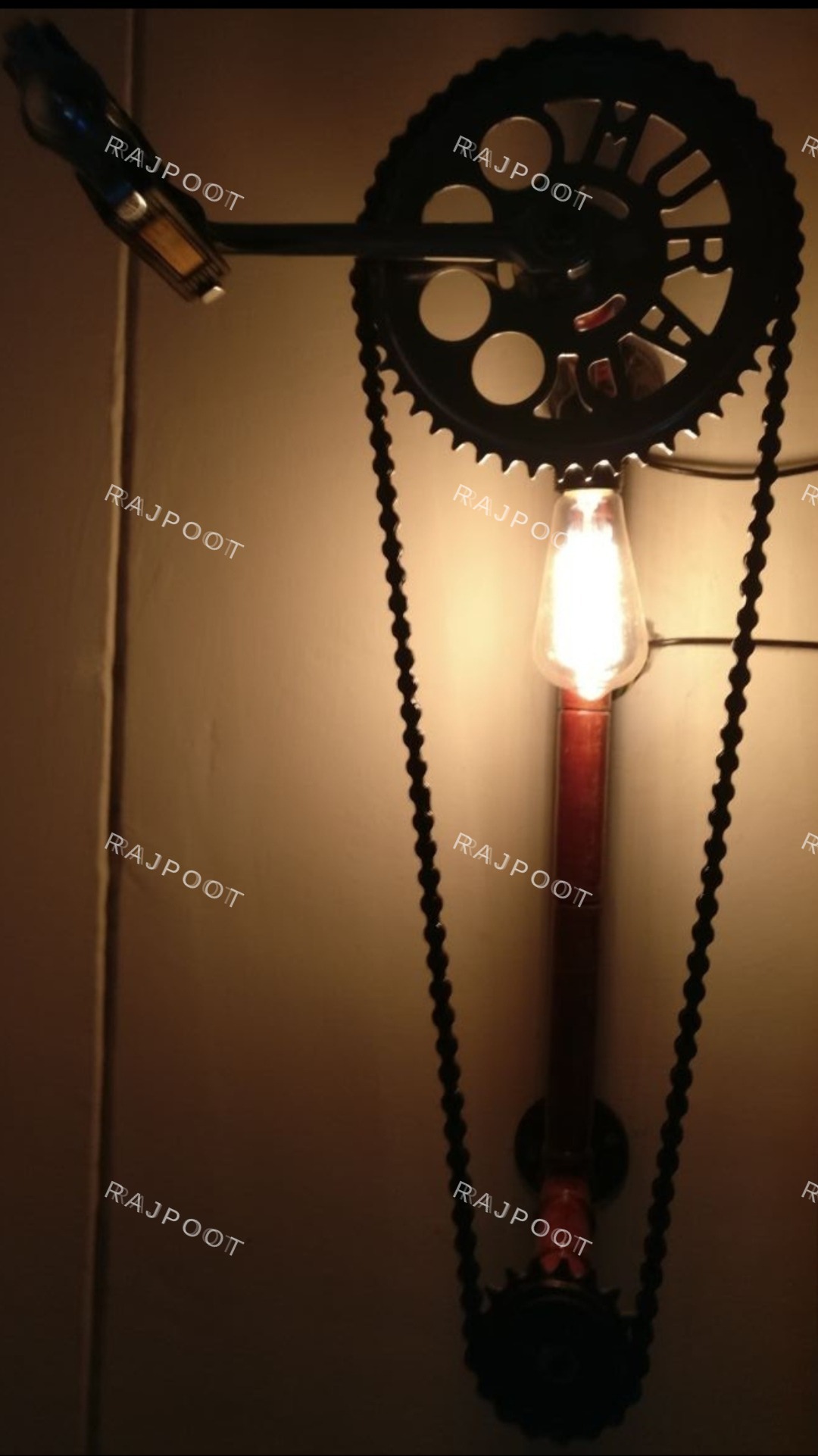 Antique Gear Chain Wall Light