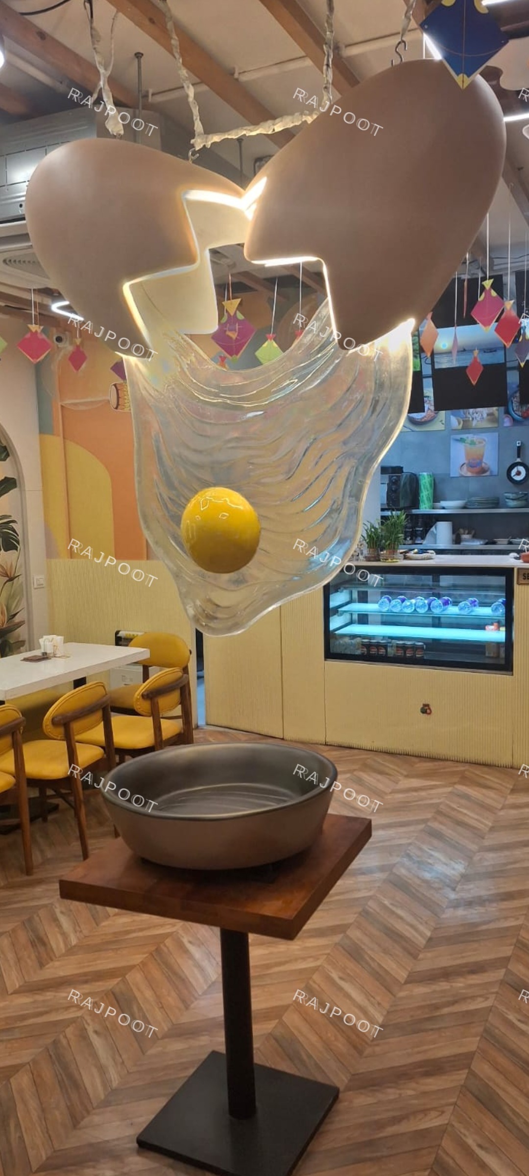 LED Edge Lit Glass Wave Shell Light Fixture
