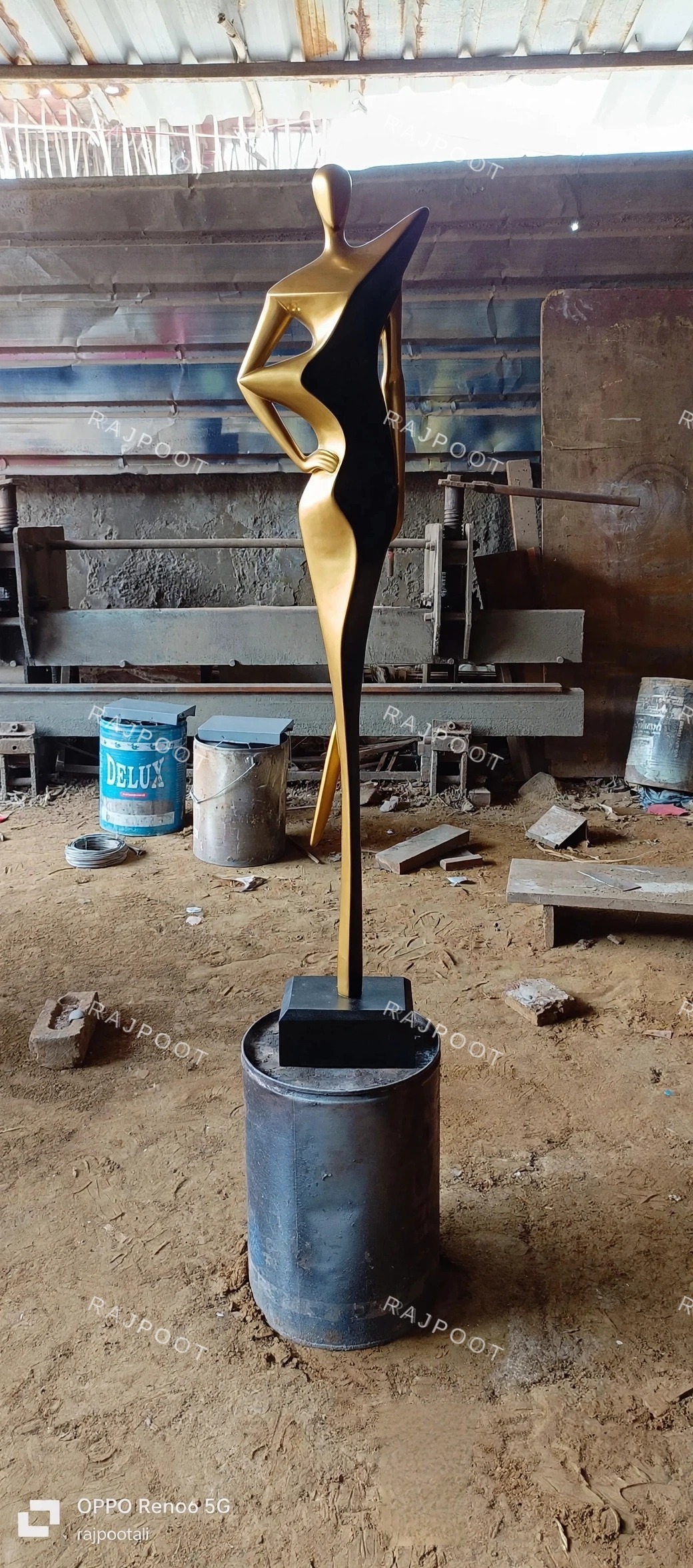 Gold Black Abstract Dancer Sculpture