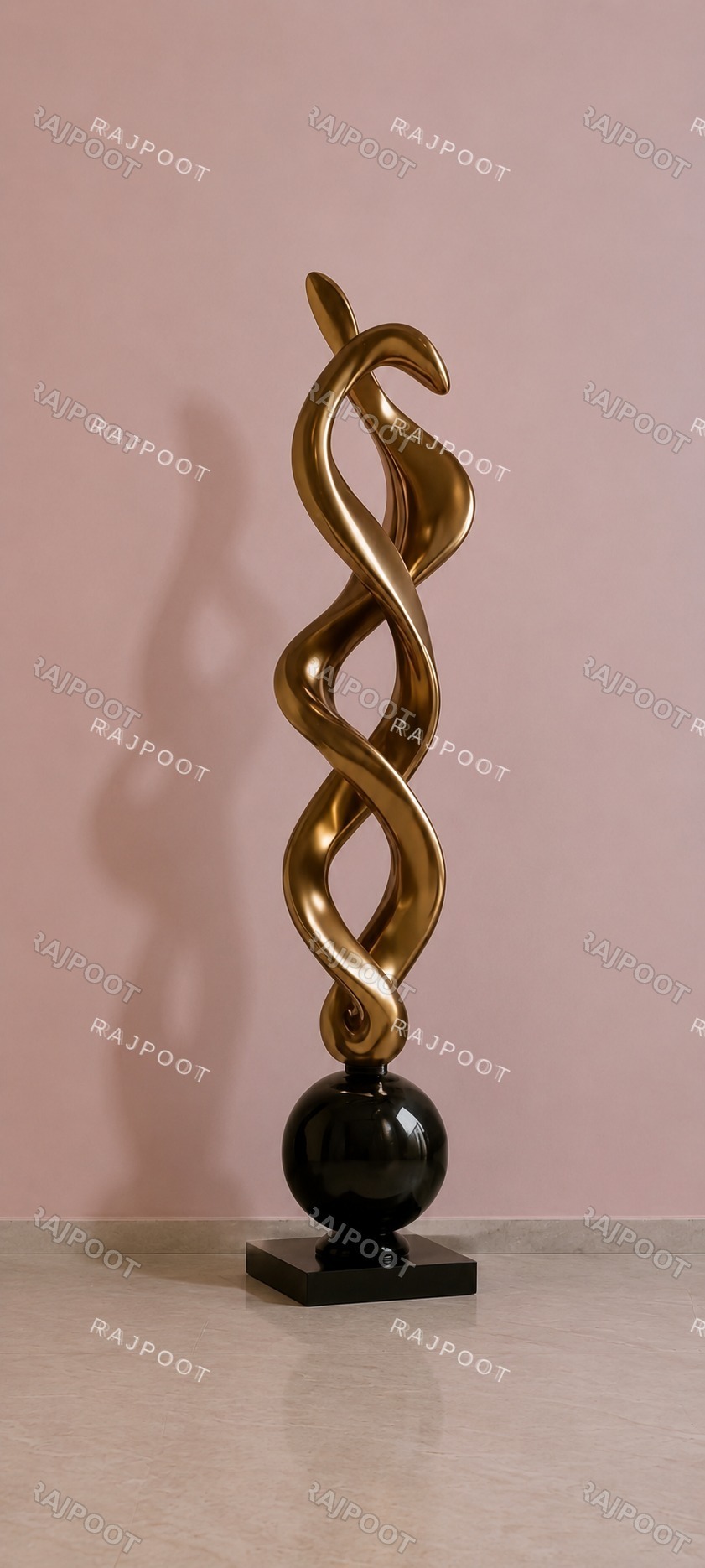 Golden Helix Fiberglass Sculpture on Sphere Base