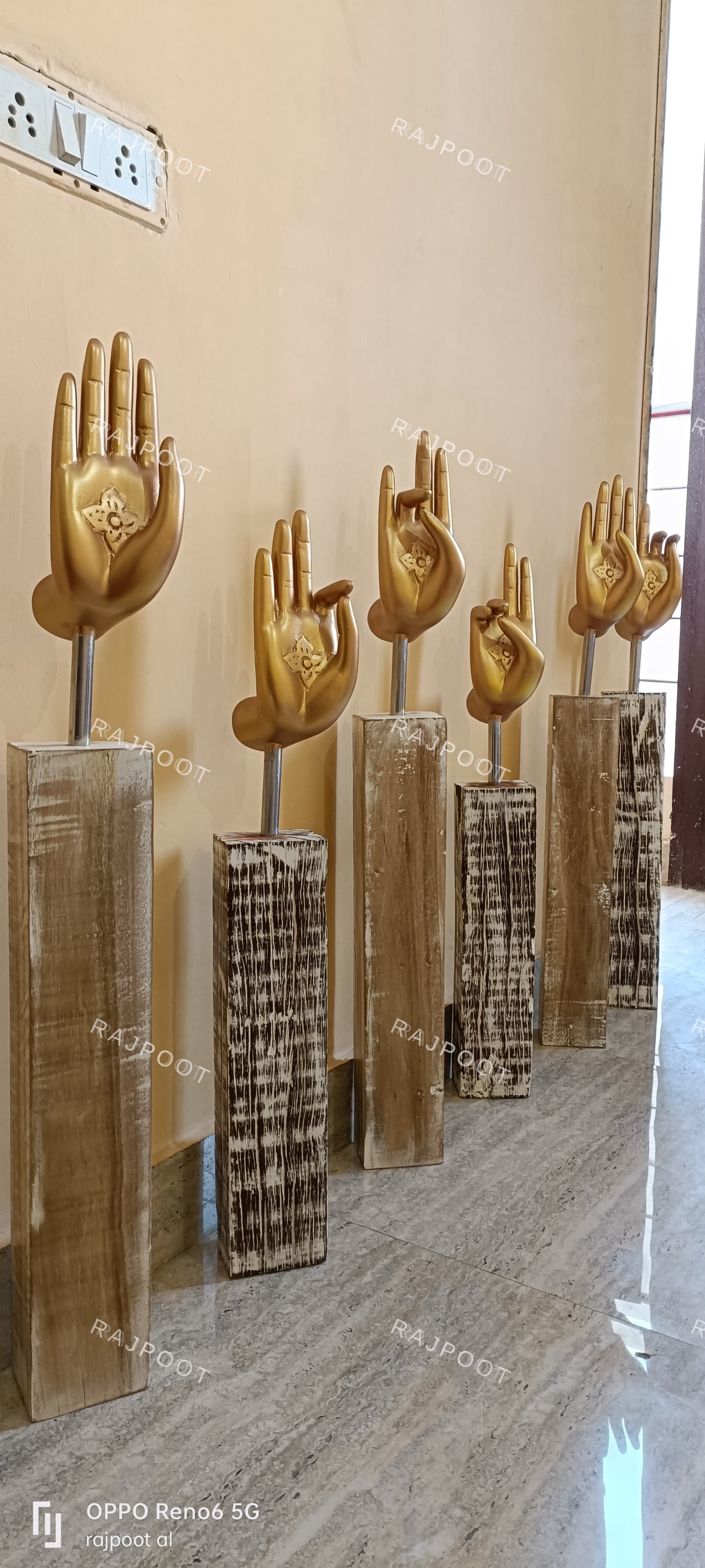 Mudra Hands Fiberglass Floor Decor
