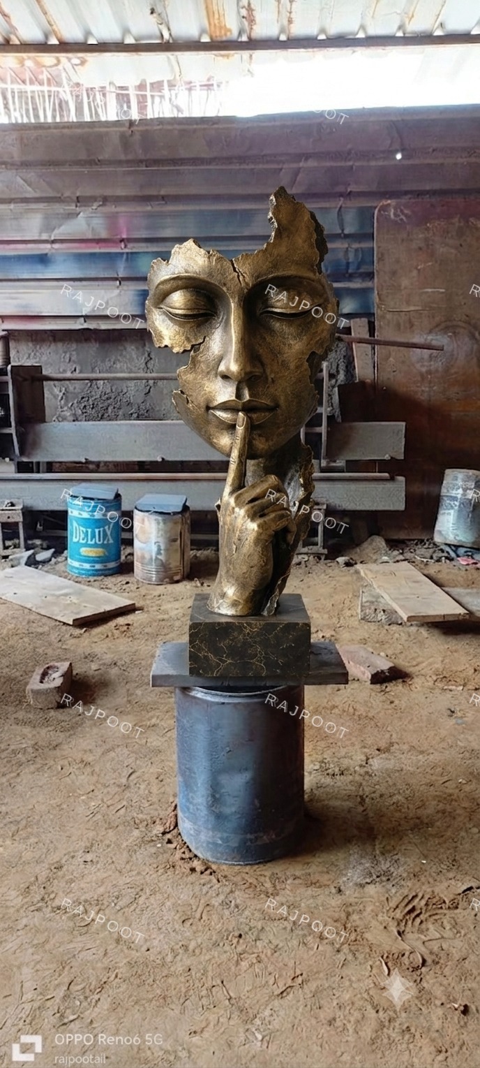 Silencing Face Floor Decor Sculpture