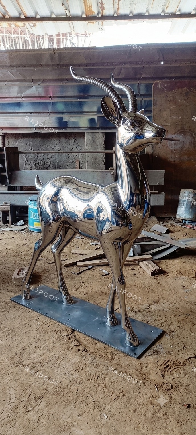 Silver Chrome Antelope Floor Decor