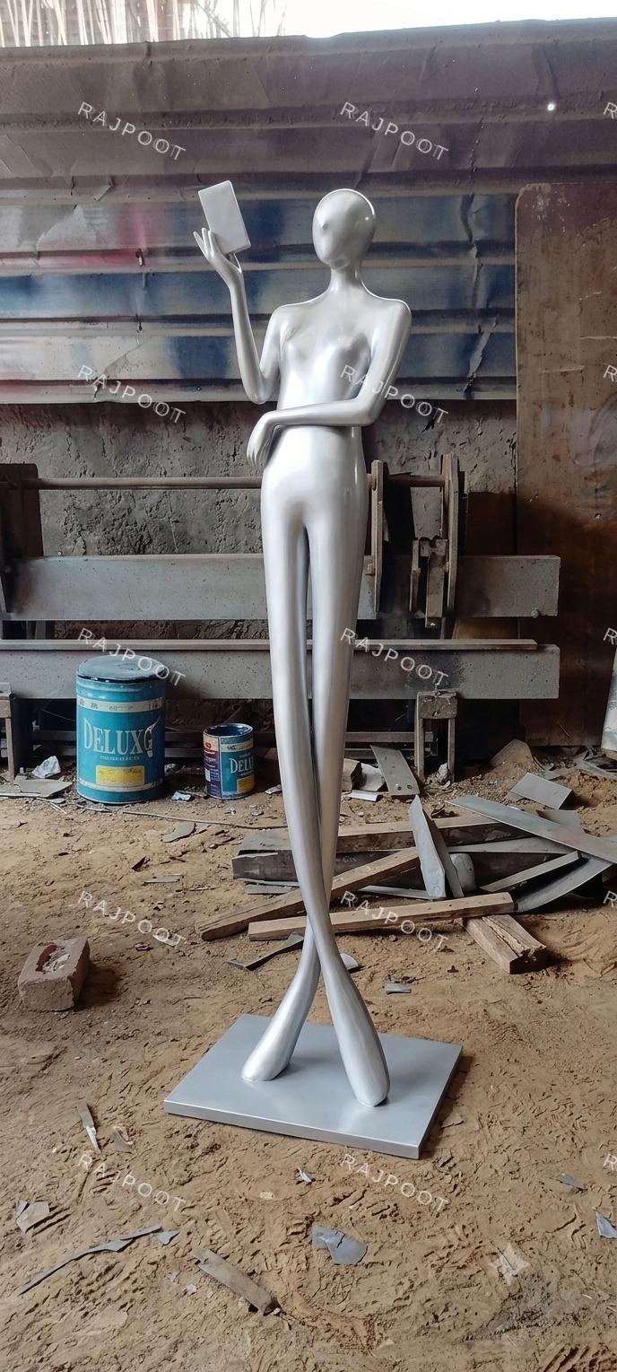 Silver Figure With Tablet Floor Decor