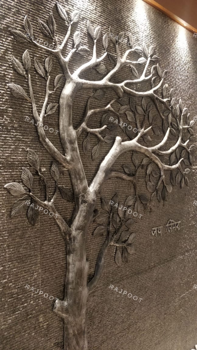 Silver Tree Fiberglass Wall Decor