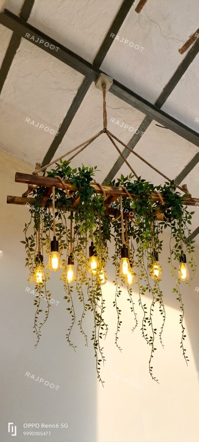 Wood Ladder Vine Chandelier