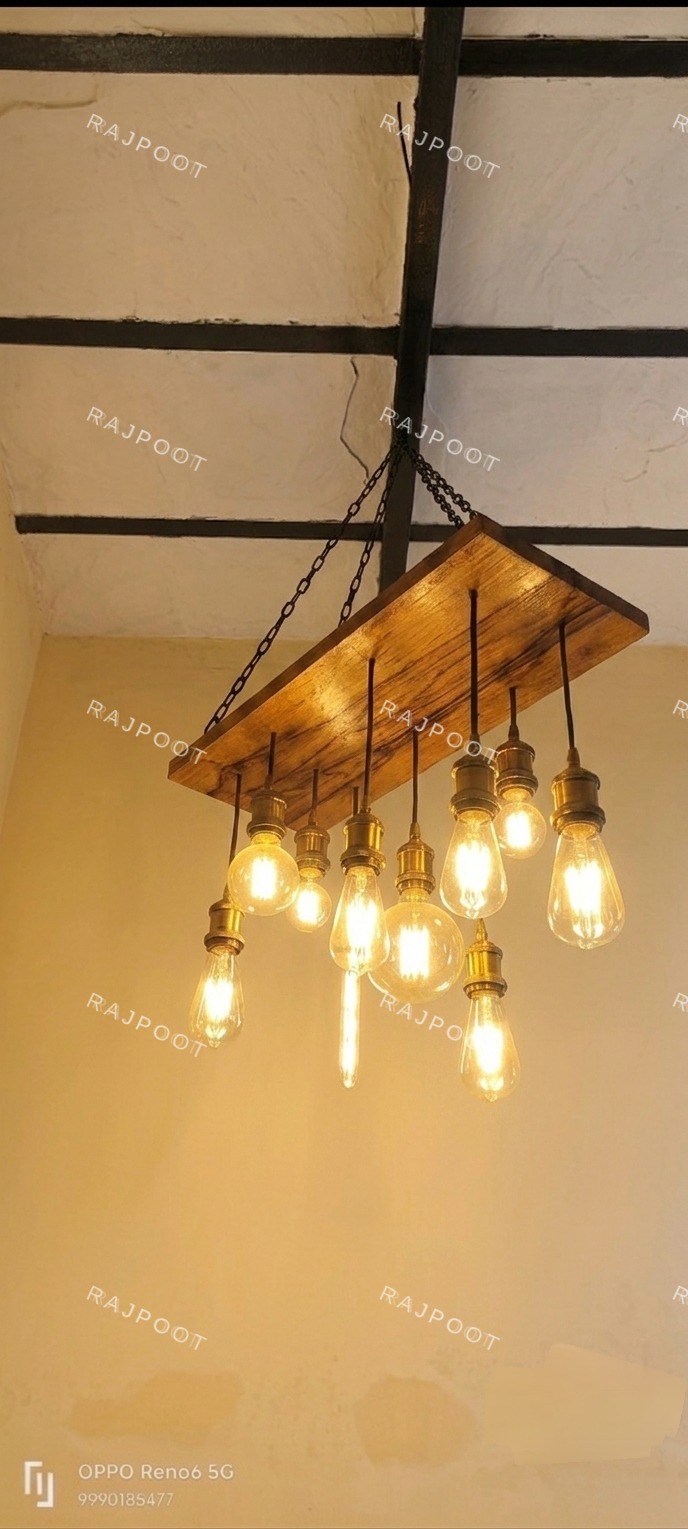 Wood Plank Chain Chandelier