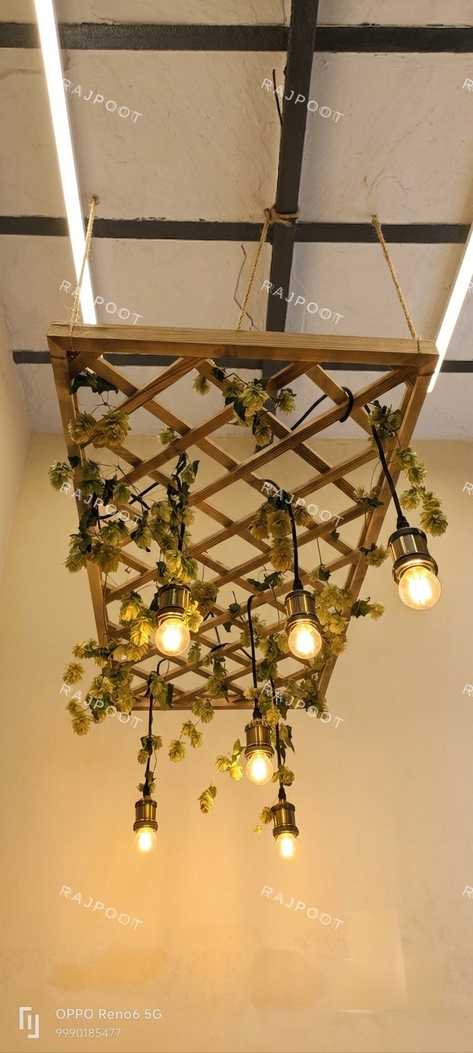 Wood Trellis Hanging Light